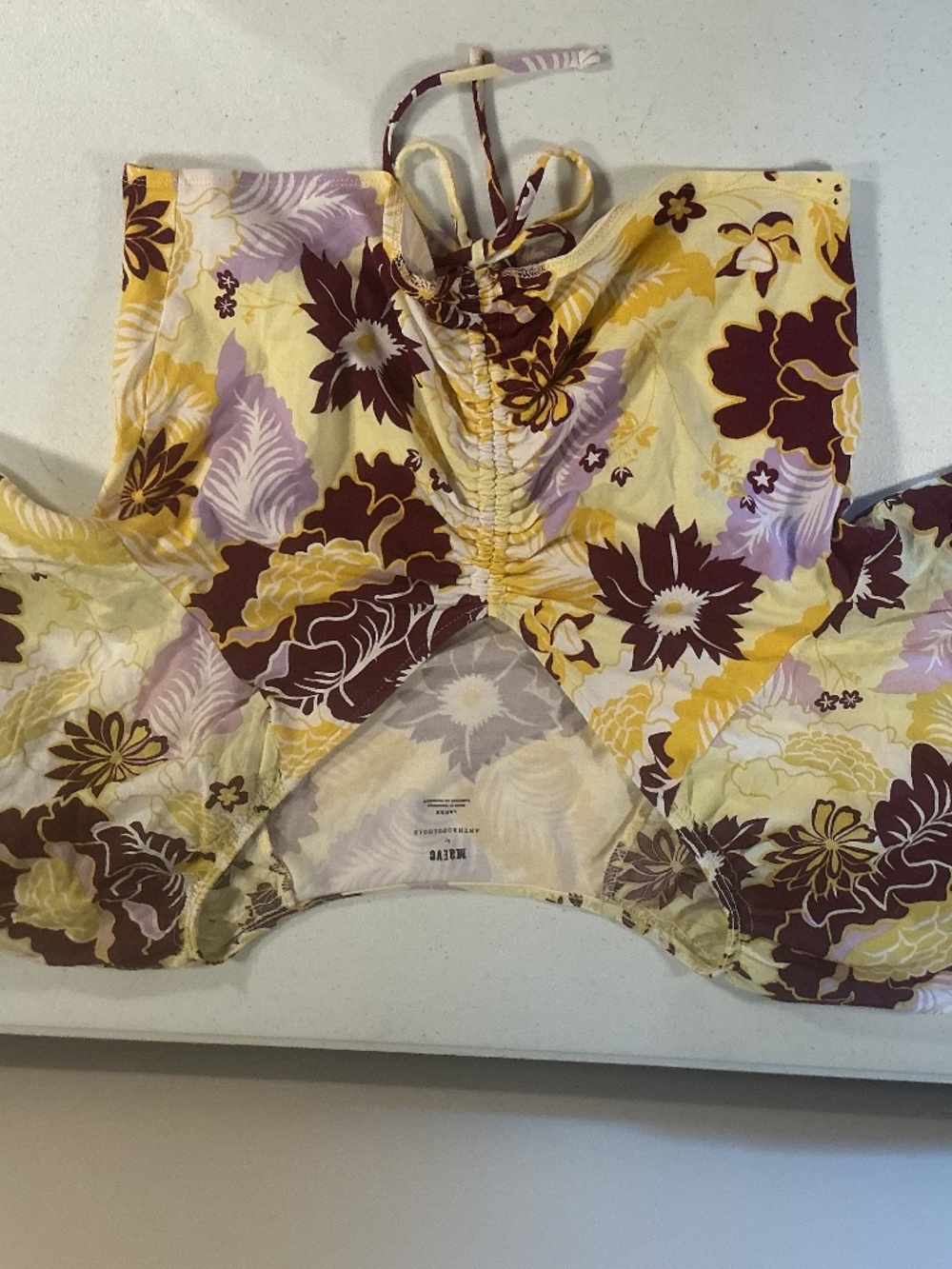 Mauve by Anthropologie sz M floral butterfly sleeve